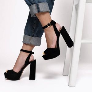 Steve Madden Madeline Black Suede Platforms